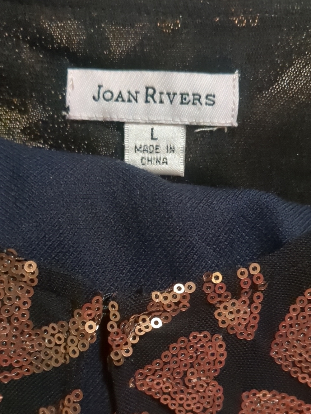 Joan Rivers Jacket Black Gold Sequinned Large - Picture 2 of 3